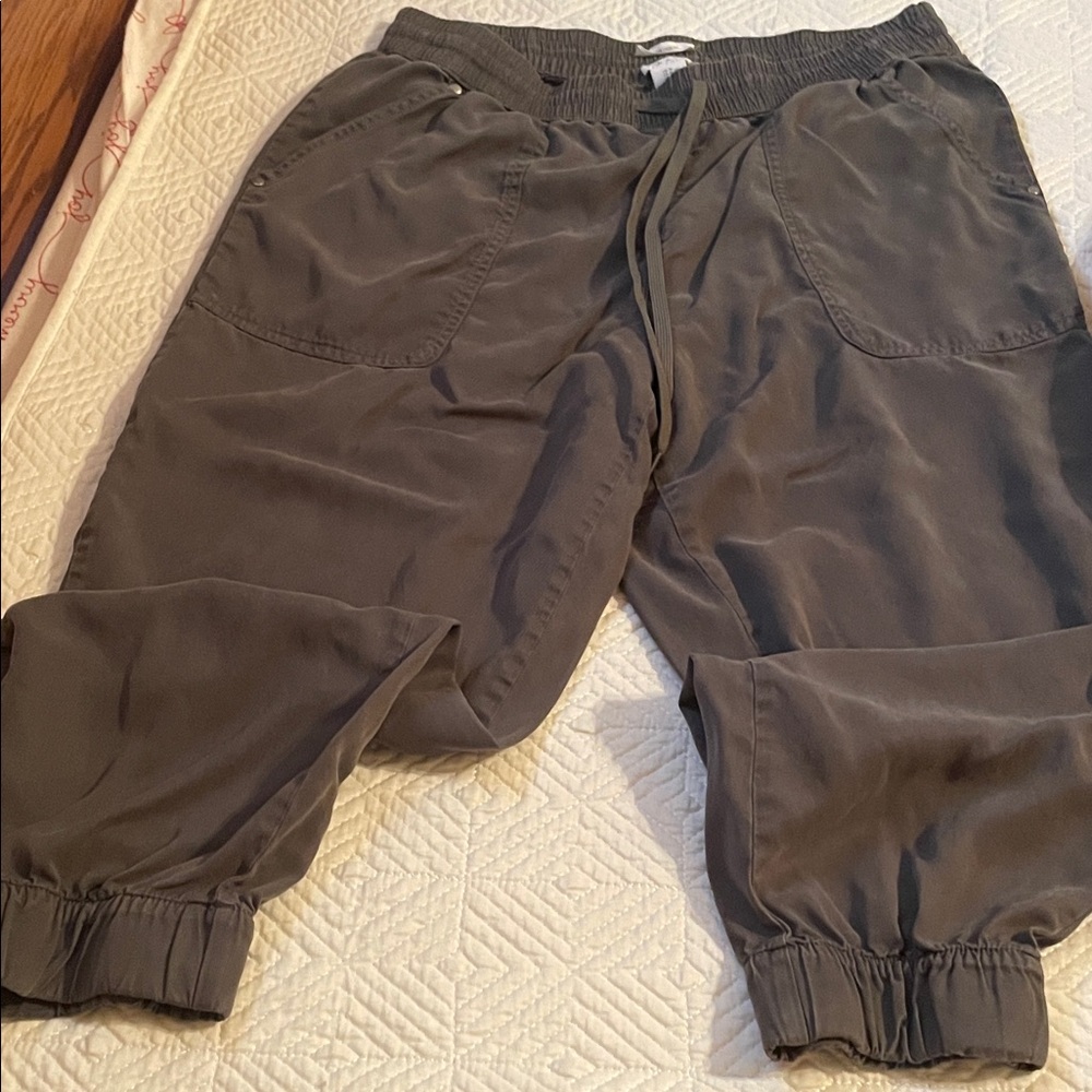 Nicole Miller Olive Drawstring Jogger Pants